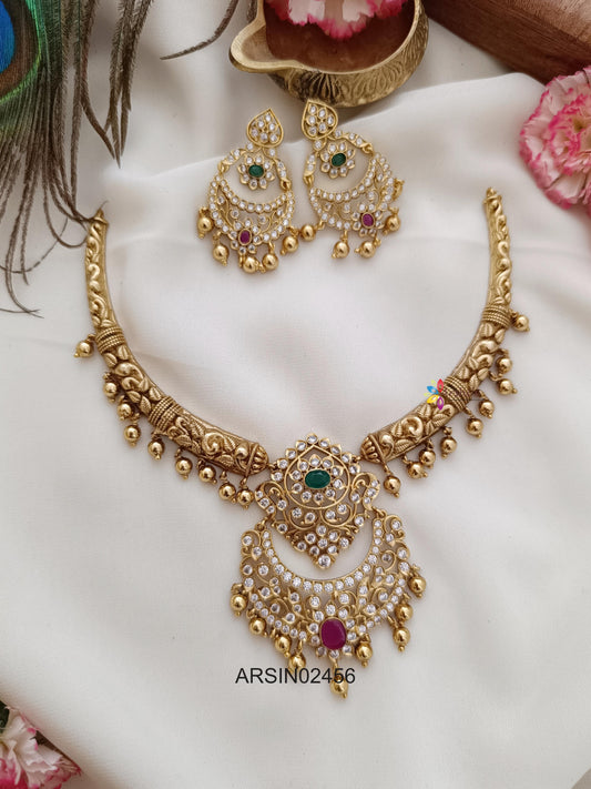 Chandbali Pendant Gold Drop Kante Necklace