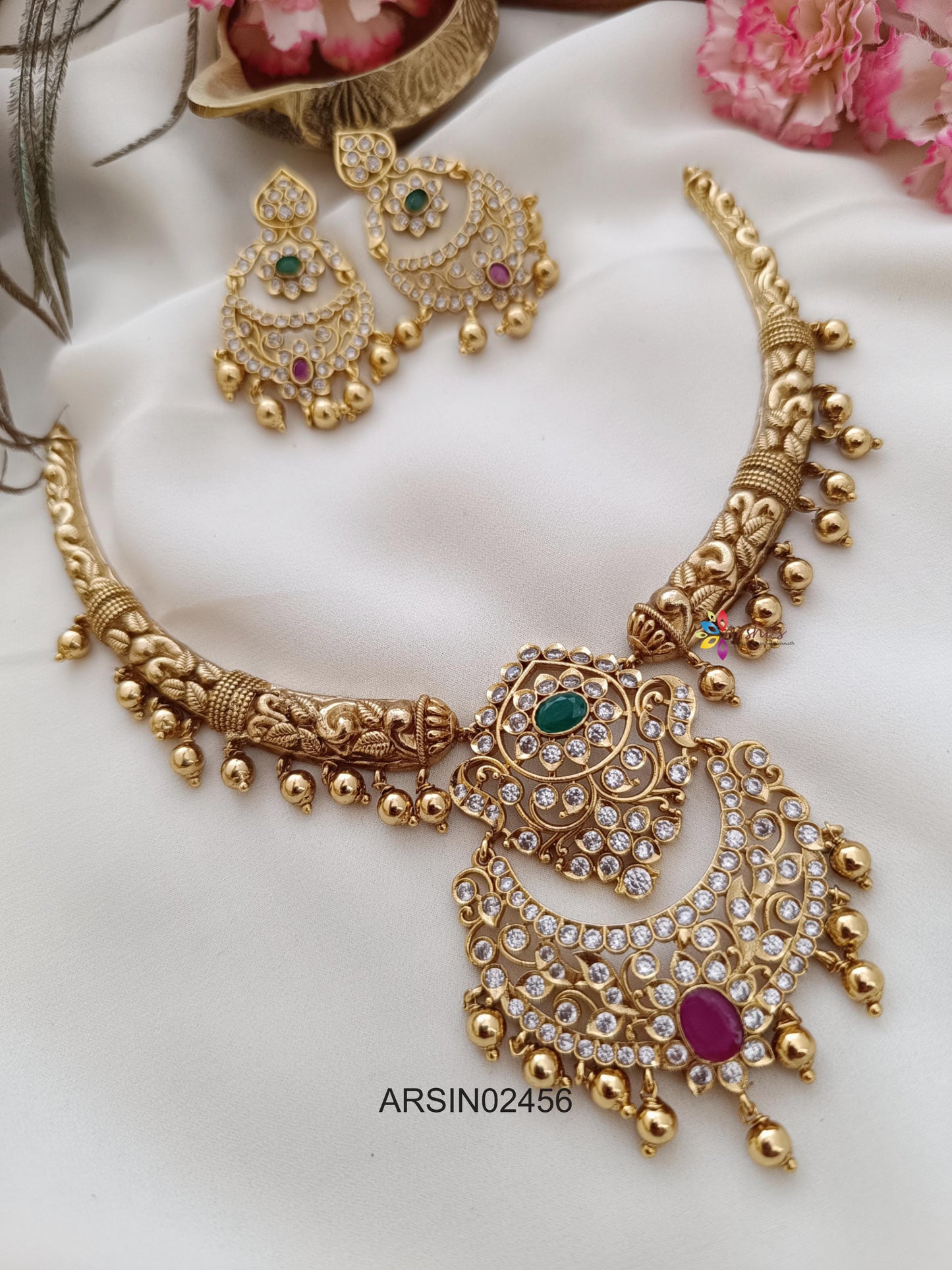 Chandbali Pendant Gold Drop Kante Necklace