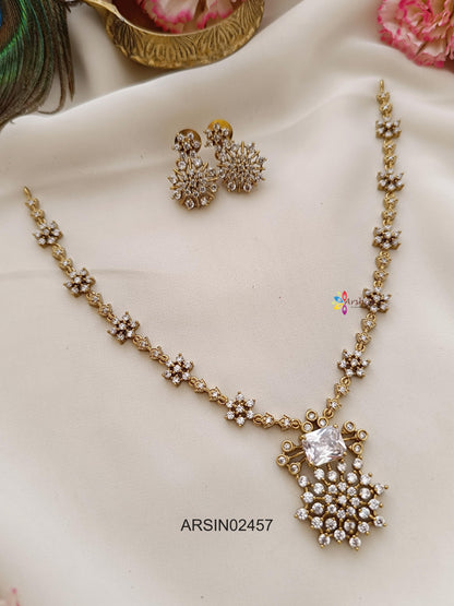 Diamond Look Like White Stone Necklace