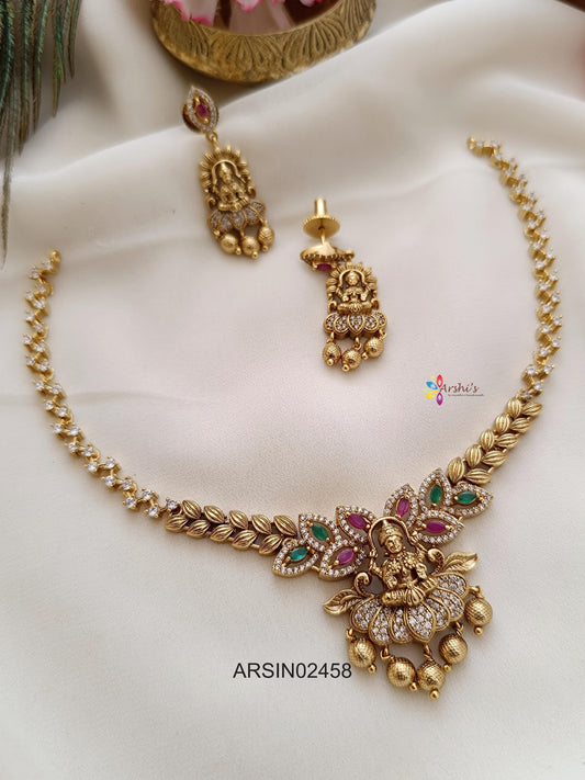 Diamond Look Like Lakshmi Pendant Necklace