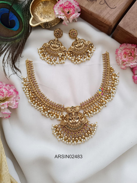 Matte Finish Lakshmi Pendant Necklace