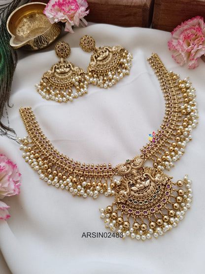 Matte Finish Lakshmi Pendant Necklace