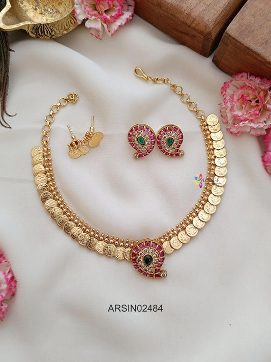 Lakshmi Coin with Mango Pendant Necklace