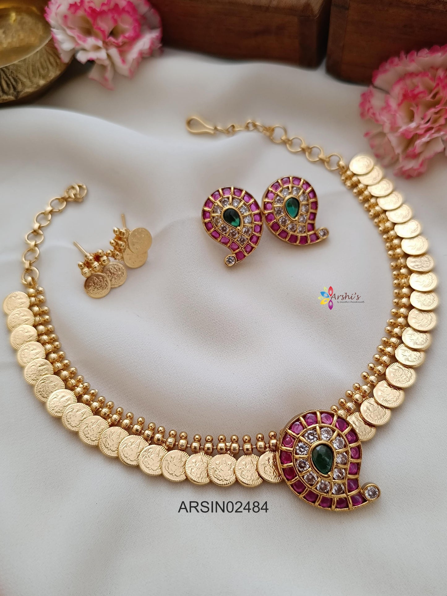 Lakshmi Coin with Mango Pendant Necklace