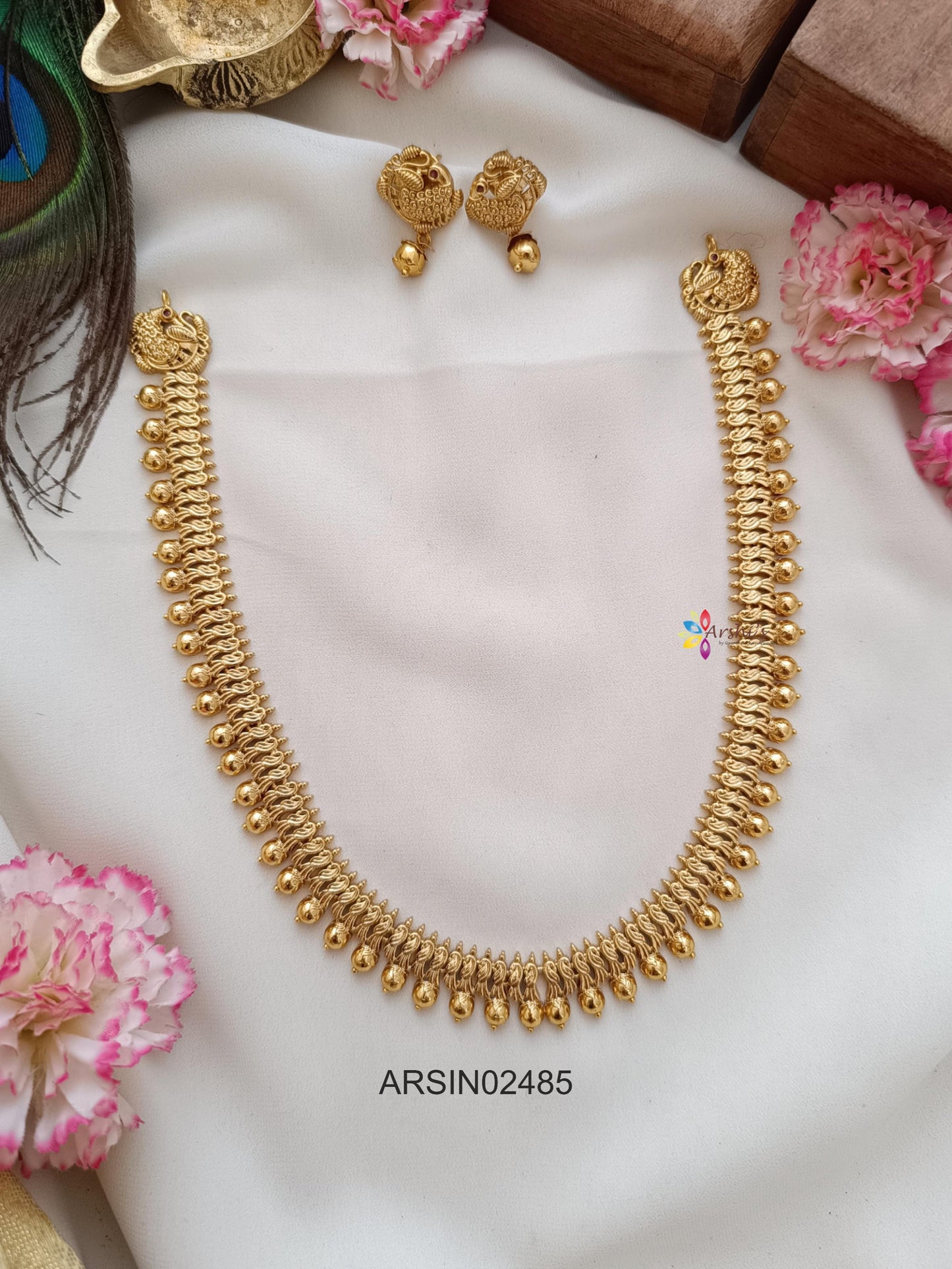 Antique Peacock Gold Ball Necklace