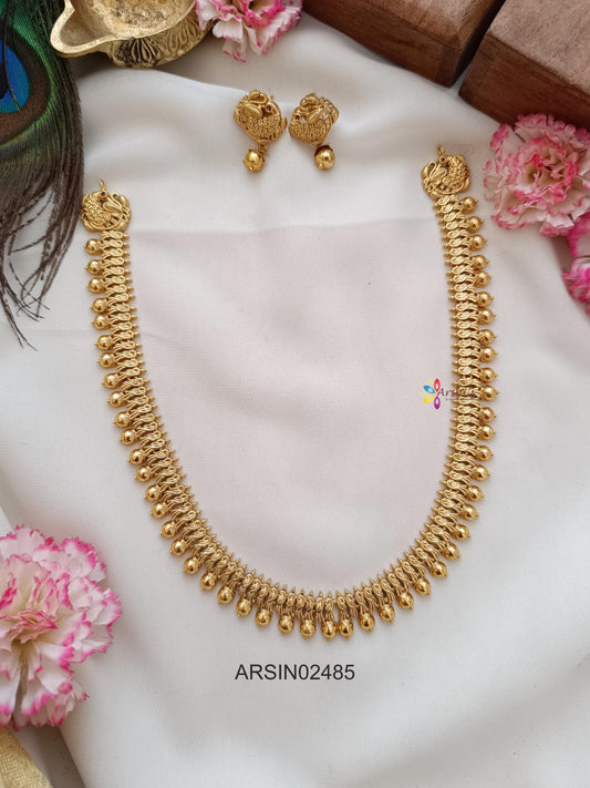 Antique Peacock Gold Ball Necklace