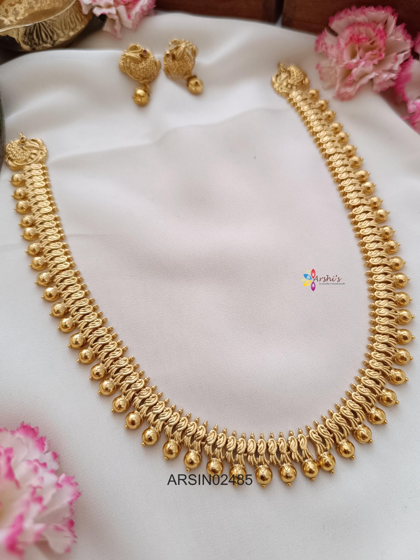 Antique Peacock Gold Ball Necklace