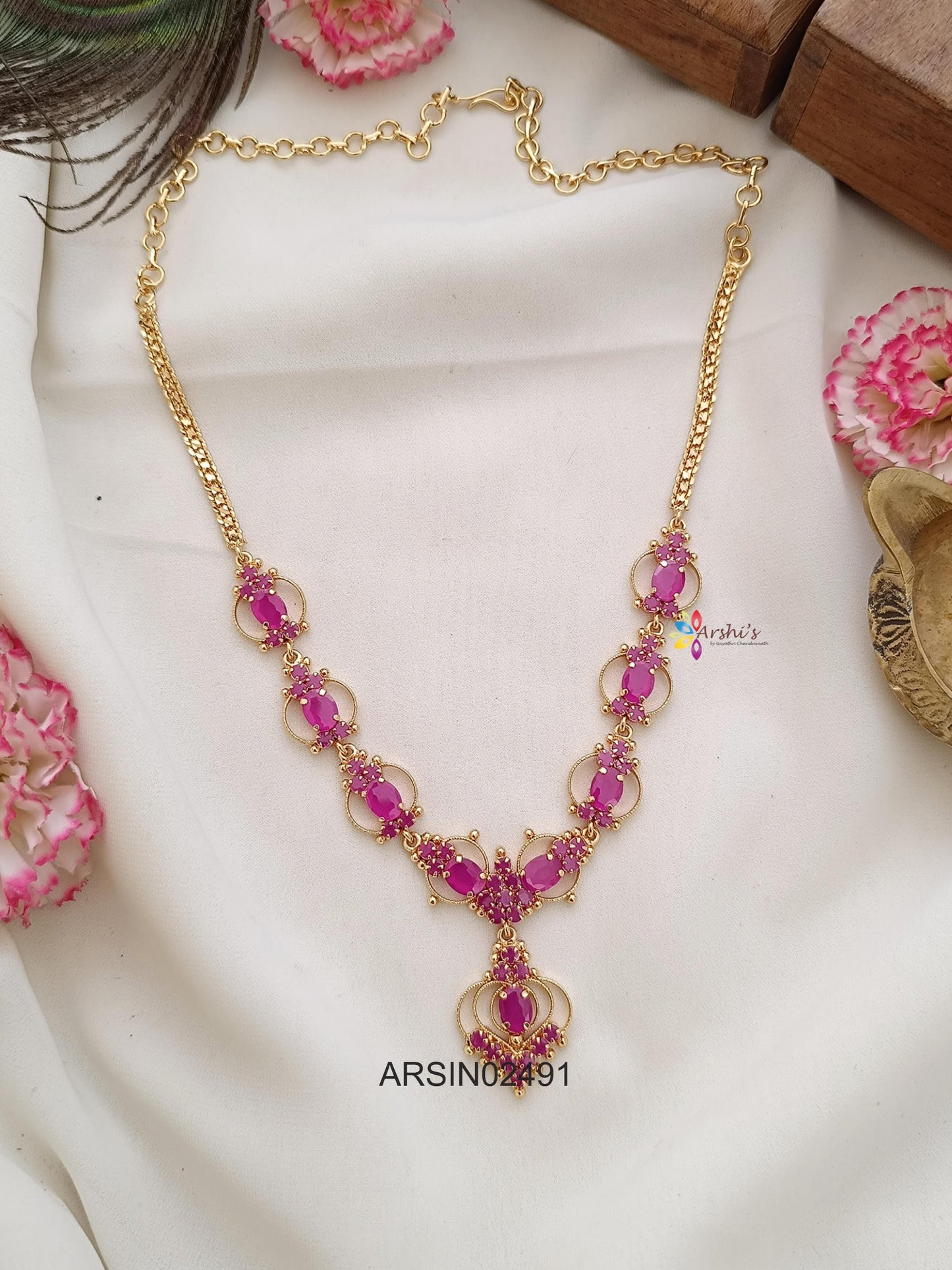 Simple Pink Stone Necklace