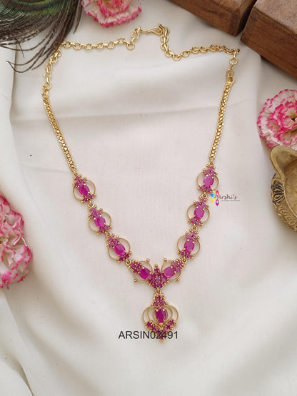 Simple Pink Stone Necklace