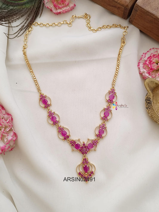 Simple Pink Stone Necklace