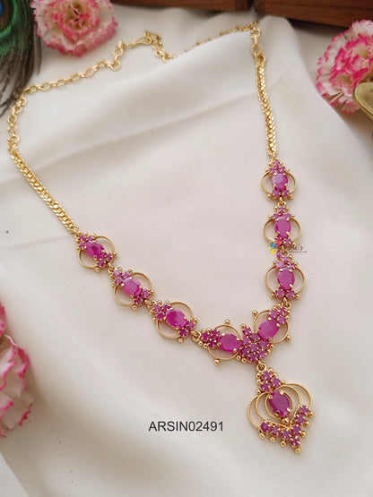 Simple Pink Stone Necklace