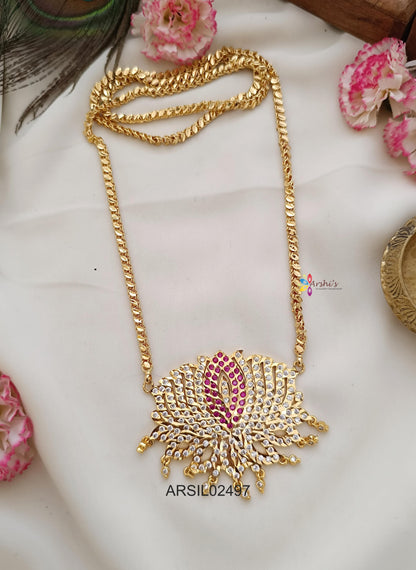 Simple Chain with Lotus Pendant Long Haram