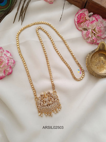 Chain with Lakshmi White Stone Pendant Haram