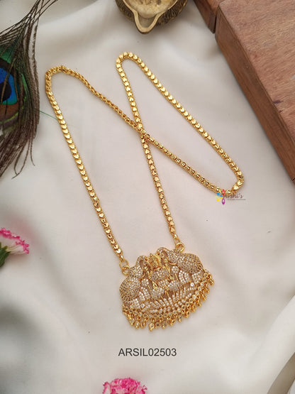 Chain with Lakshmi White Stone Pendant Haram