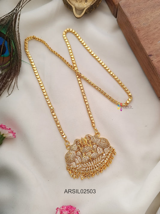 Chain with Lakshmi White Stone Pendant Haram
