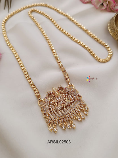 Chain with Lakshmi White Stone Pendant Haram