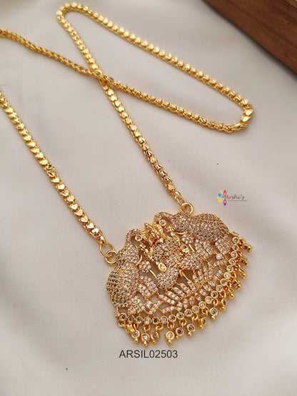 Chain with Lakshmi White Stone Pendant Haram