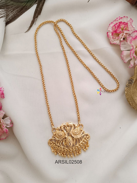 Gold look Dual Peacock Pendant Haram