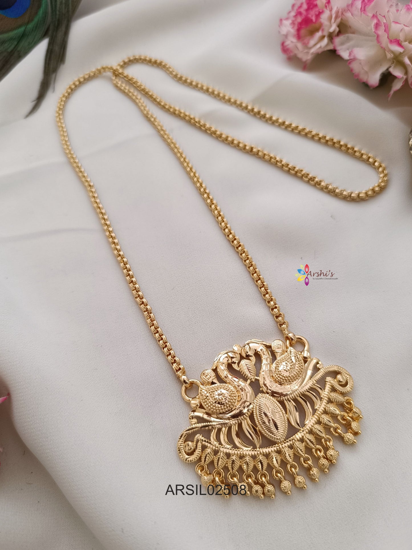 Gold look Dual Peacock Pendant Haram