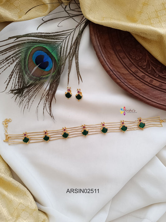 Kerala Design Green Stone Necklace