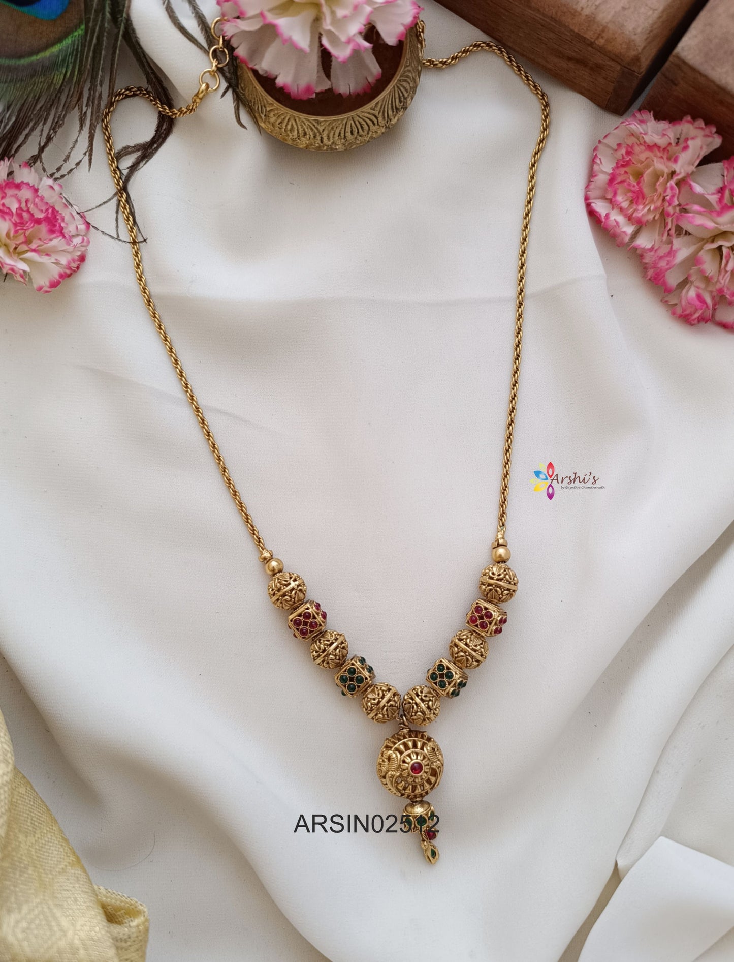 Antique Gold Ball Necklace