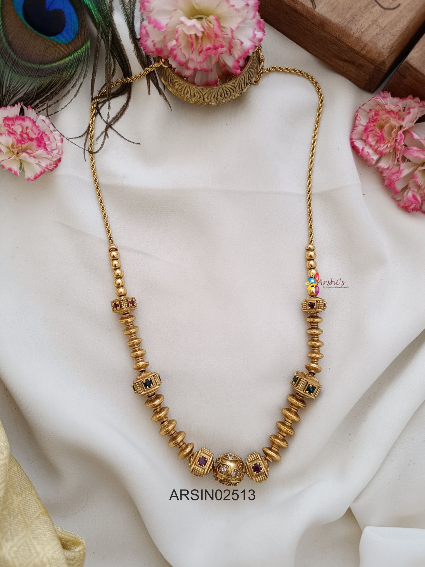 Antique Finish Gold Ball Necklace