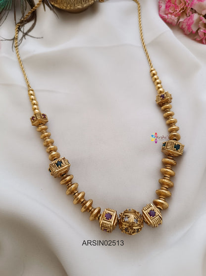 Antique Finish Gold Ball Necklace