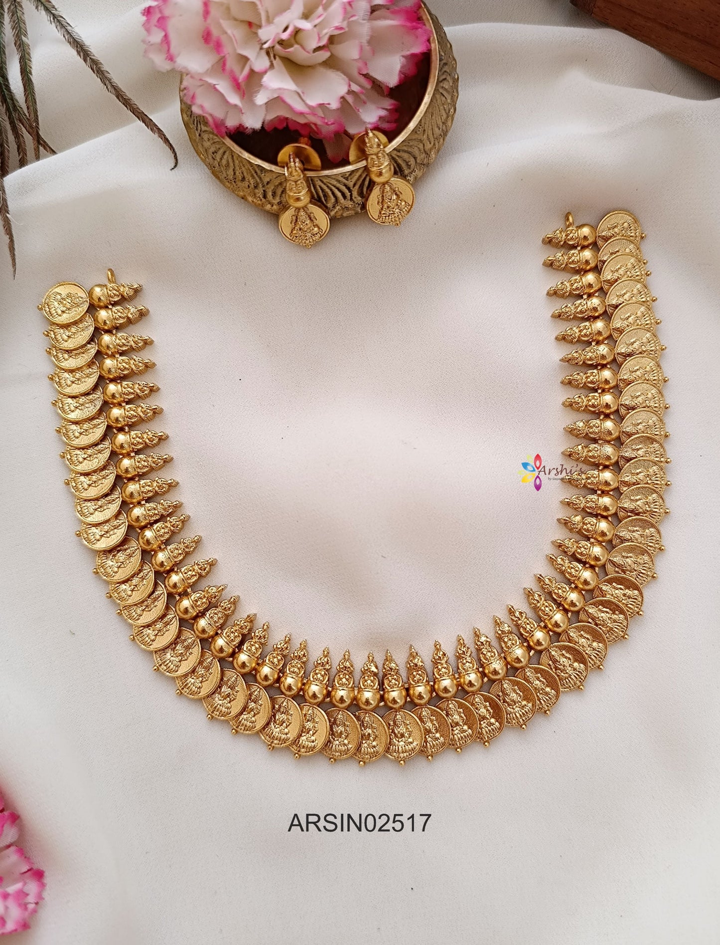 Matte Lakshmi Coin Necklace