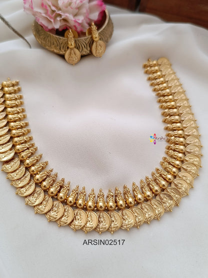 Matte Lakshmi Coin Necklace