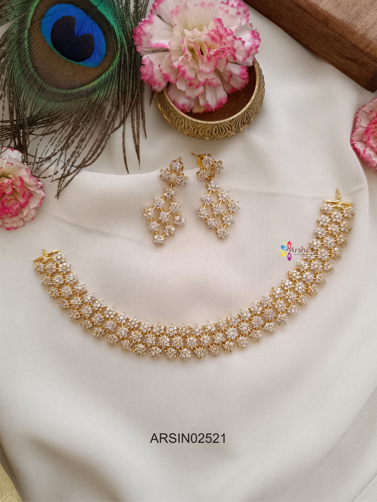 Three Layer White Stone Necklace