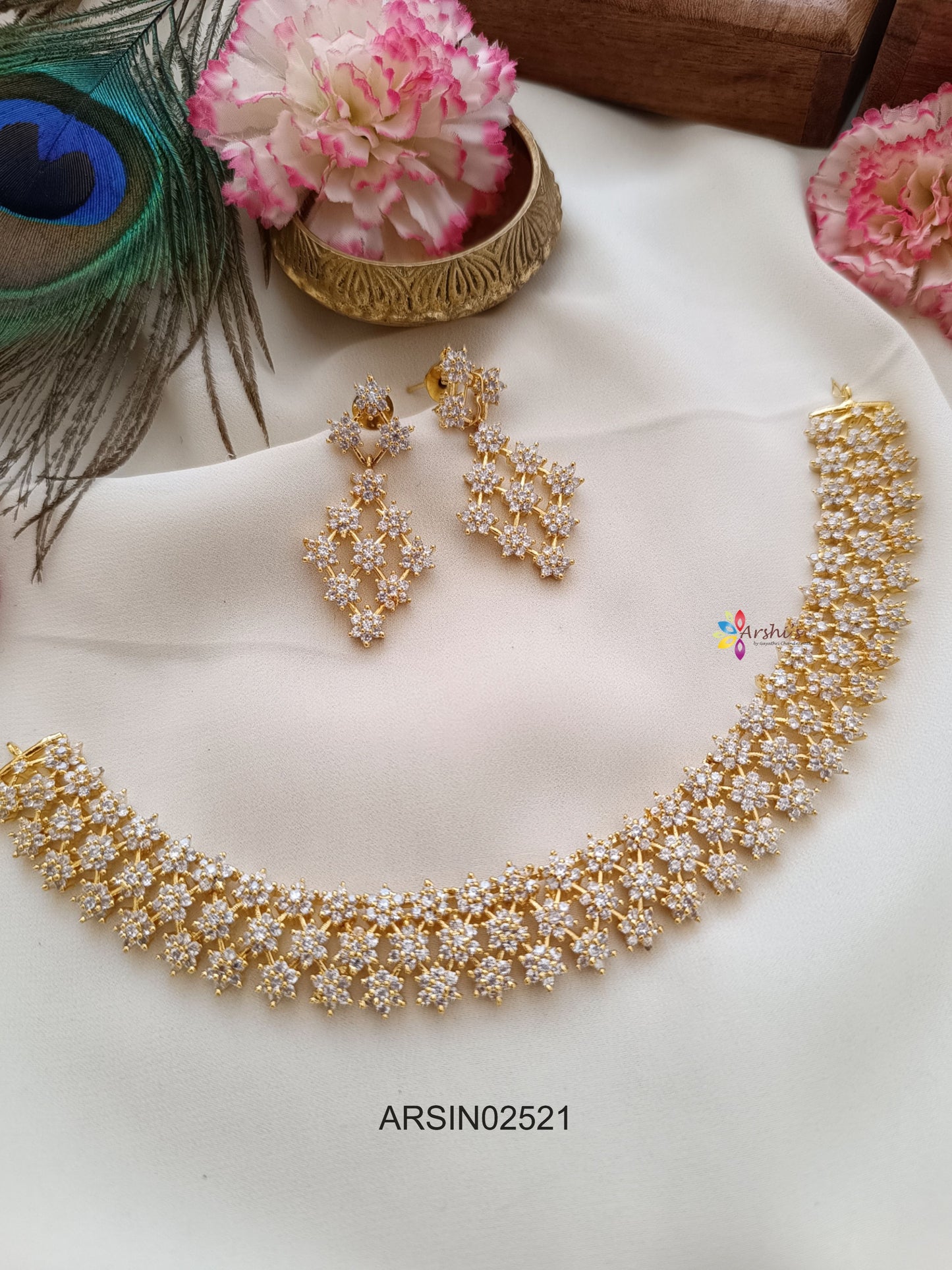 Three Layer White Stone Necklace