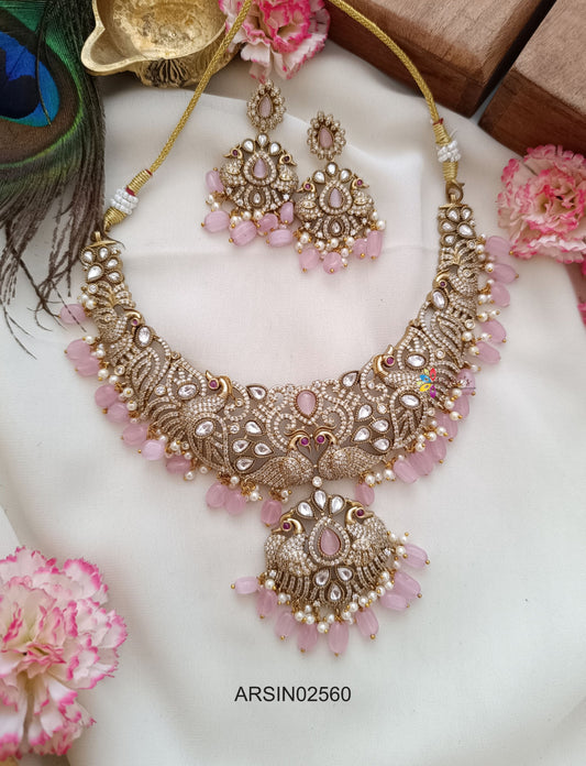 Bridal Victorian Pink Drops Necklace