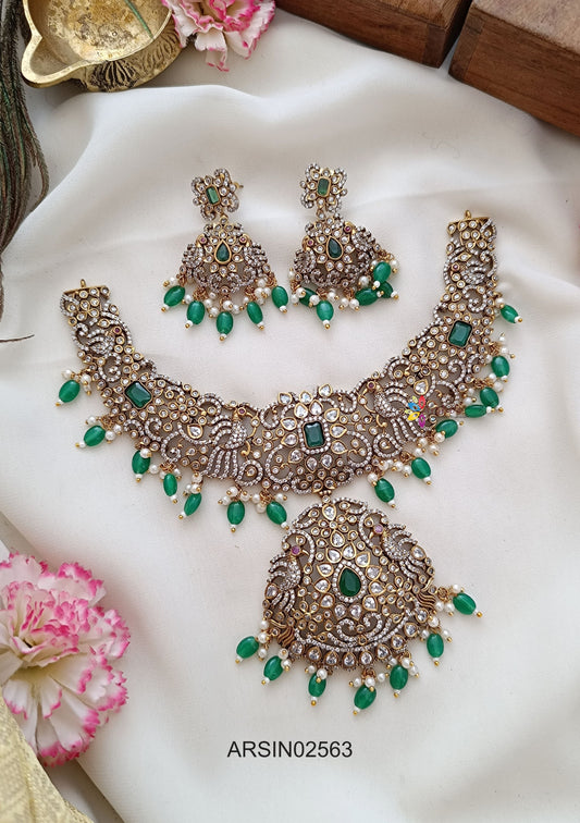 Victorian Emerald Dtone and Drops Necklace