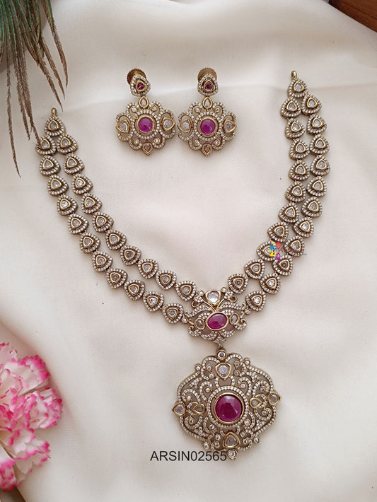 Two Layer Victorian Red Stone Necklace