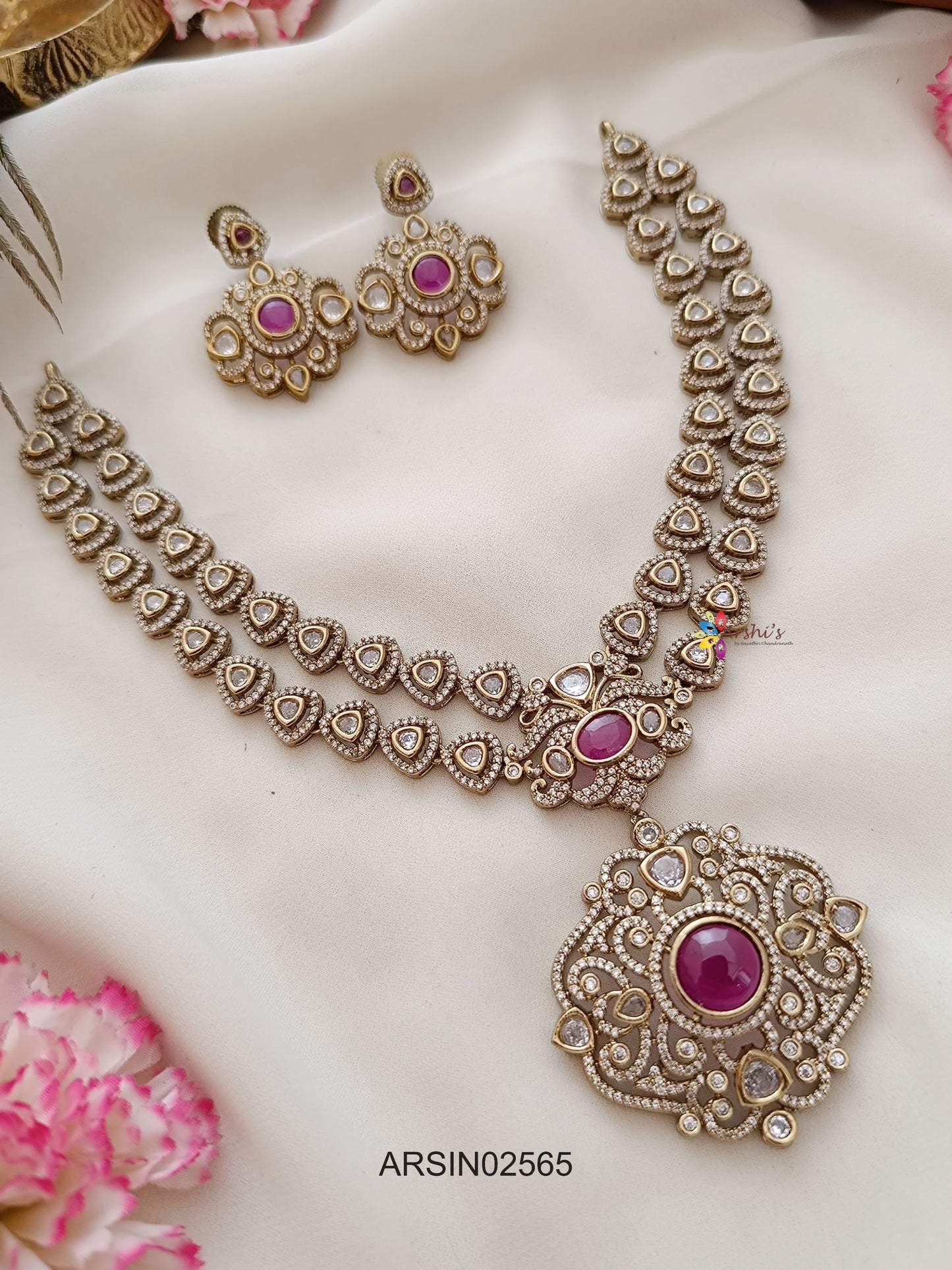 Two Layer Victorian Red Stone Necklace