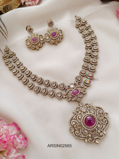 Two Layer Victorian Red Stone Necklace