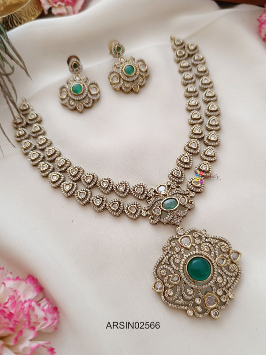 Tewo Layer Victorian Green Stone Necklace