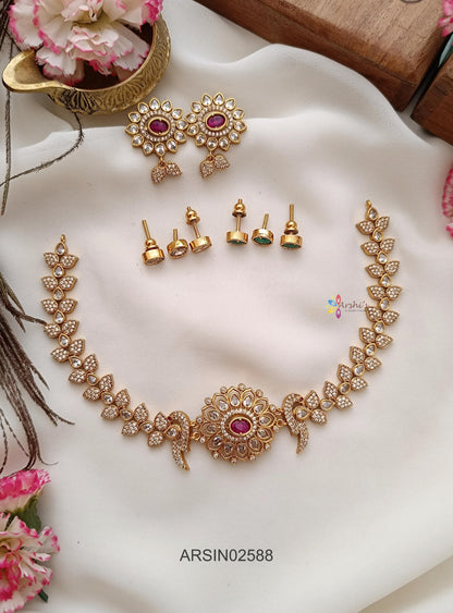 Stone Changiable Leaf Design Necklace