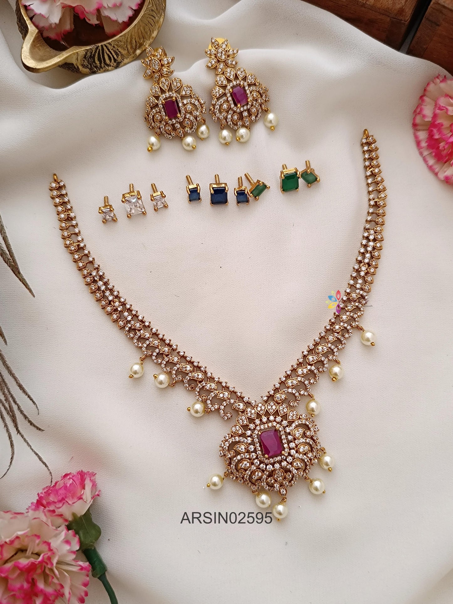 Stone Changiable CZ Stone Necklace Set