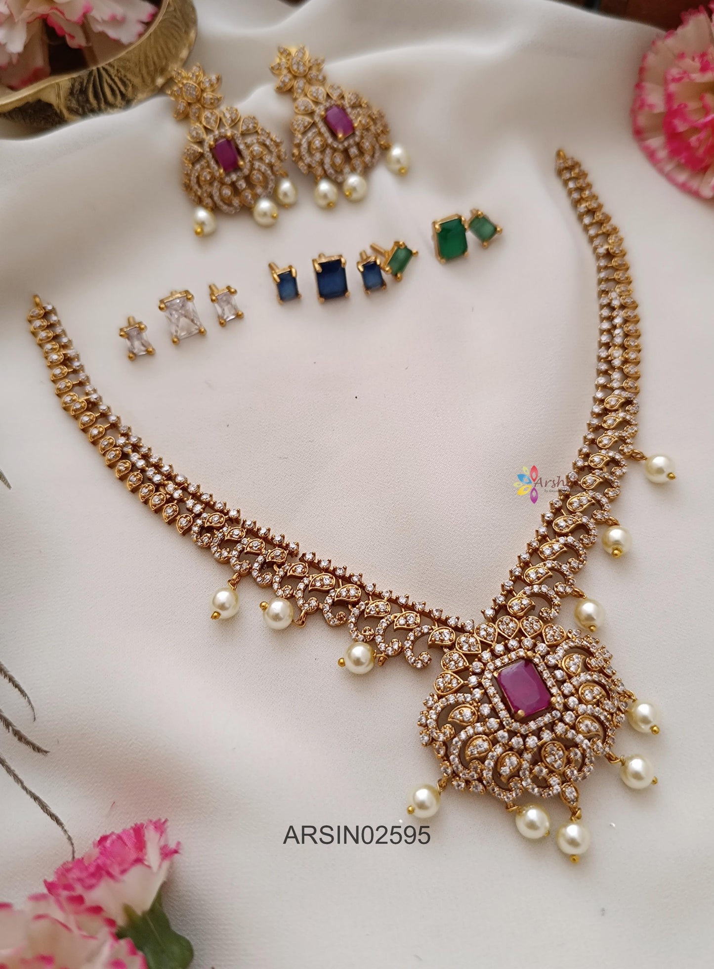 Stone Changiable CZ Stone Necklace Set