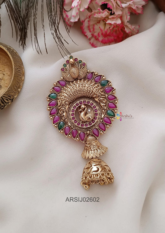 Peacock Kemp Stone Hair Brooch