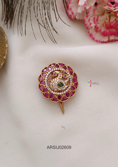 Peacock Kemp Stone Hair Brooch