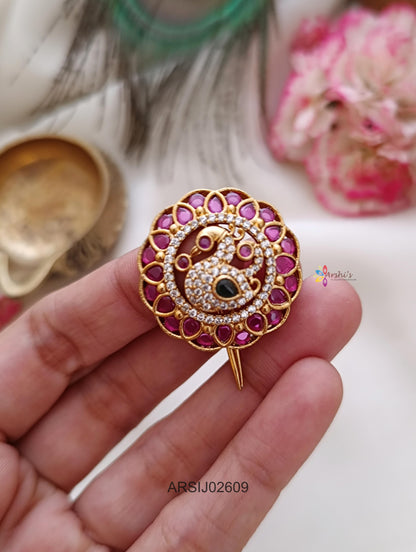 Peacock Kemp Stone Hair Brooch