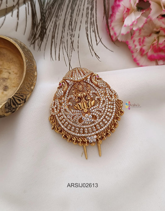 White Stone Lakshmi Hair Brooch