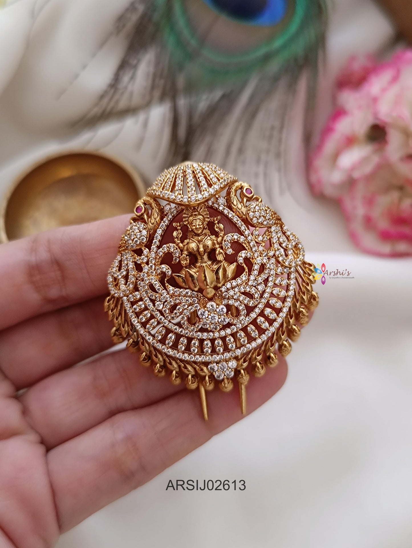 White Stone Lakshmi Hair Brooch
