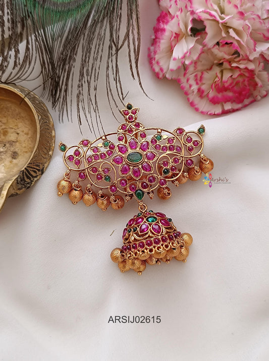 Kemp Stone Jhumka Hair Brooch