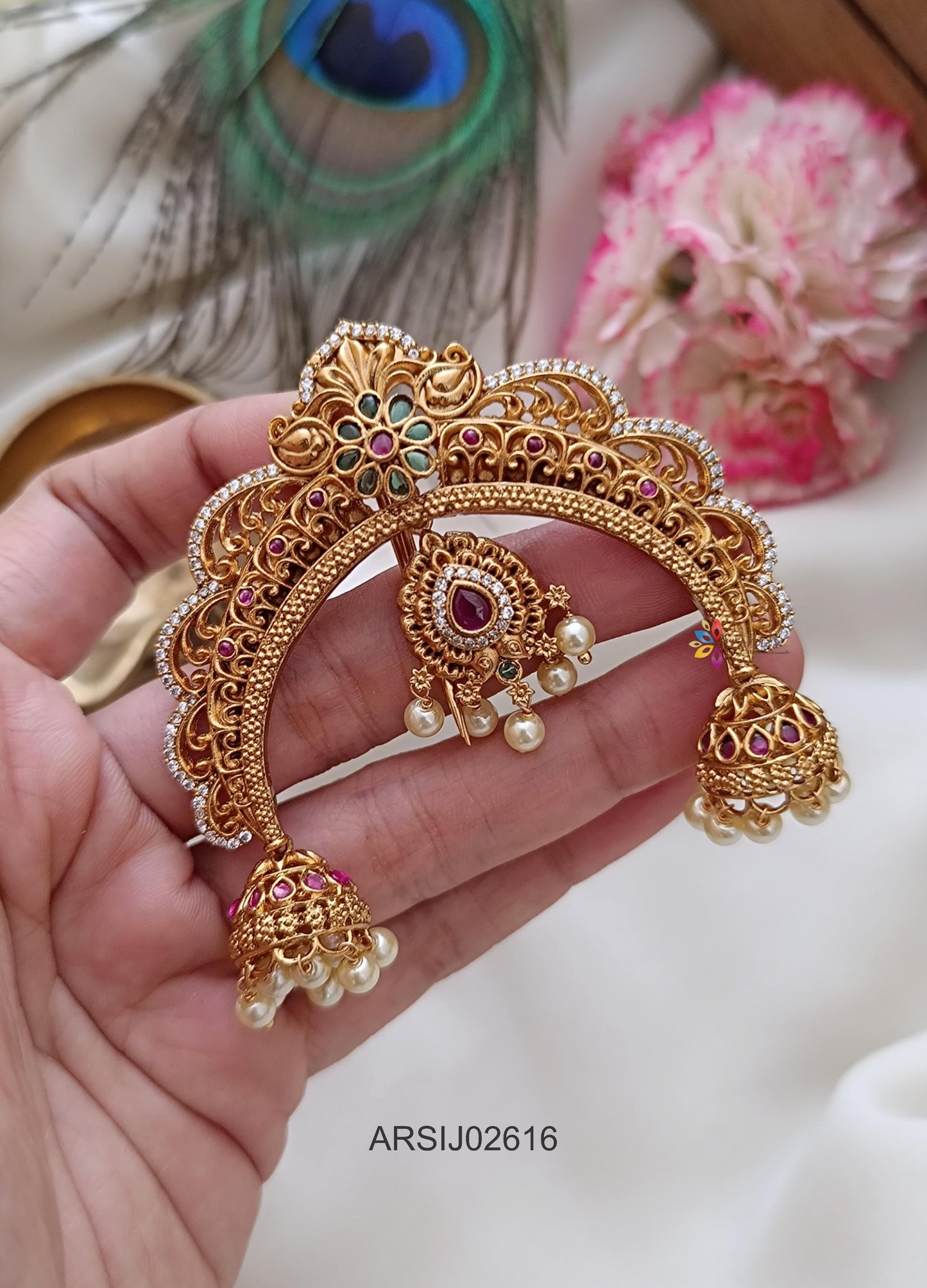 Matte Finish Stone Hair Brooch