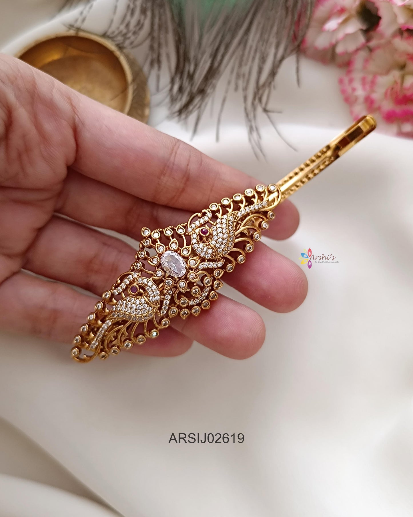 Peacock AD White Stone Hairclip