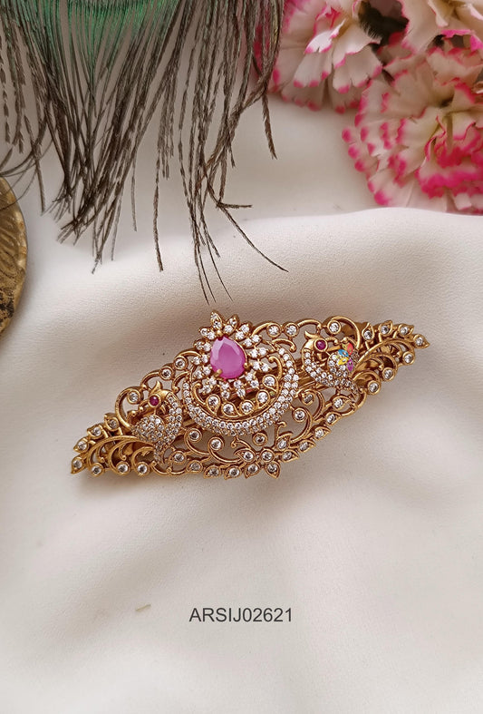 Peacock AD and Ruby Stone Hairclip