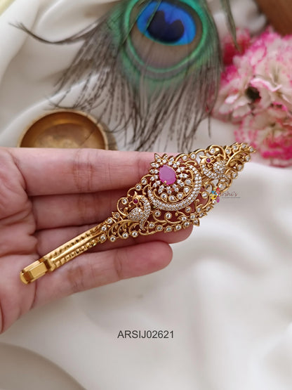 Peacock AD and Ruby Stone Hairclip